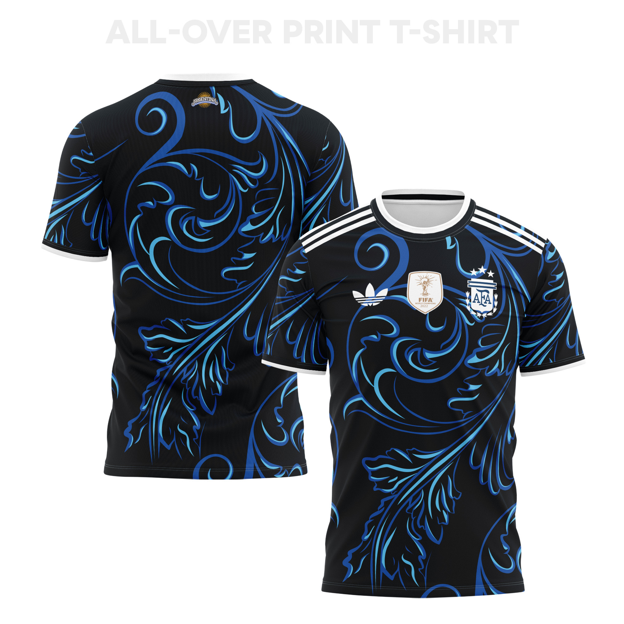 Argentina 2026 Away 3D T-Shirt Fully Printed – Unisex, Black - Jersey Teams