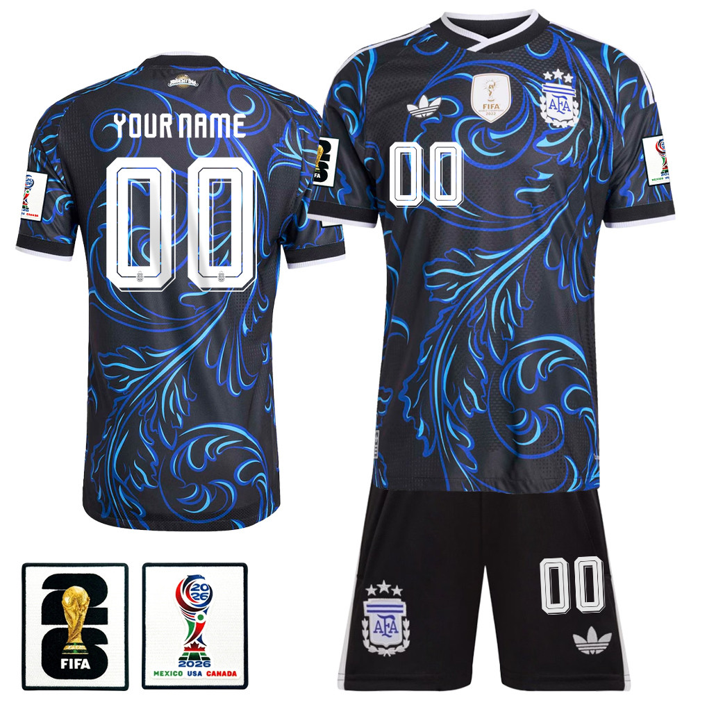 Argentina 2026 Away Men Jersey & Shorts Set – Personalized – Black – Jersey Teams