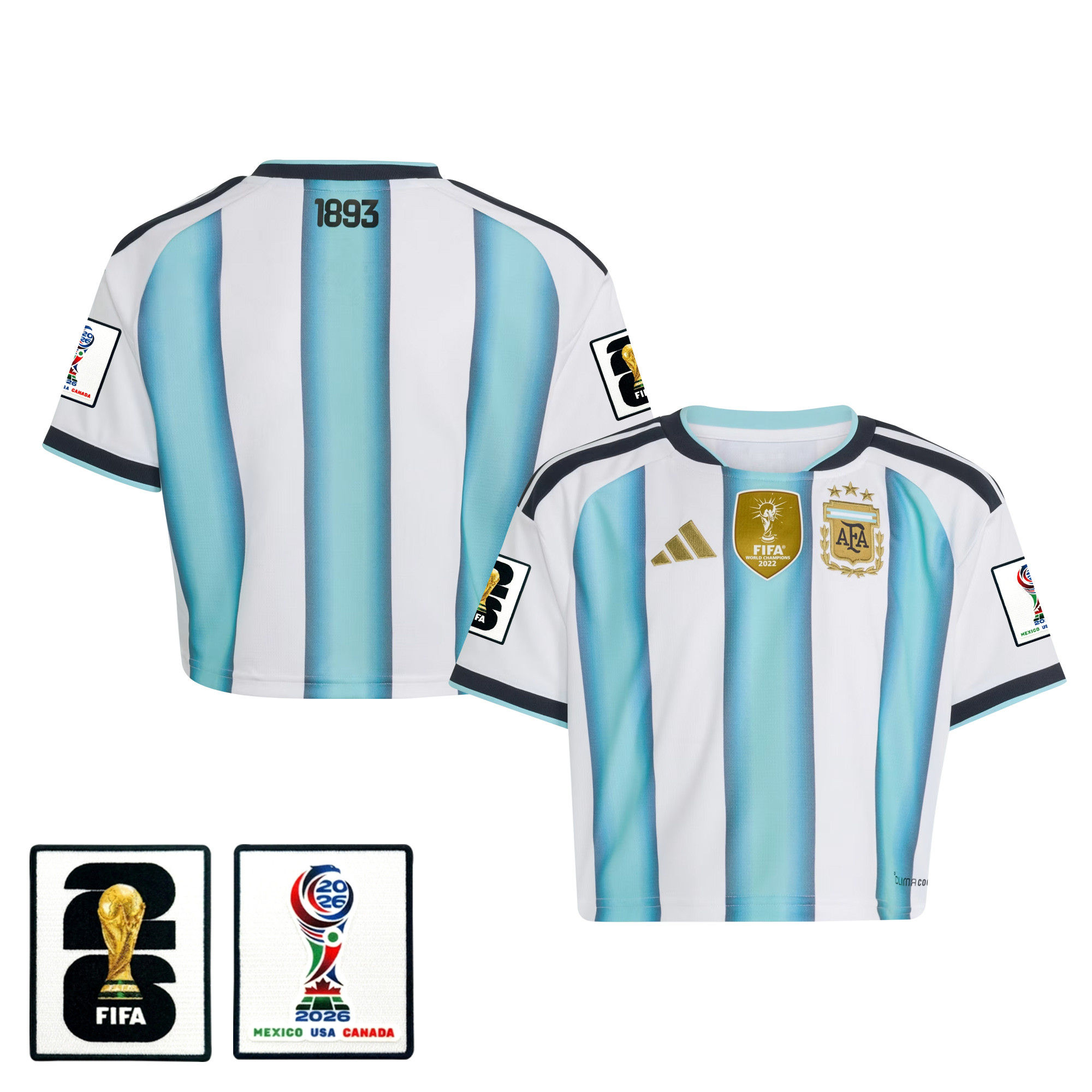 Argentina 2026 Home Women’s Cropped Jersey – White – Jersey Teams