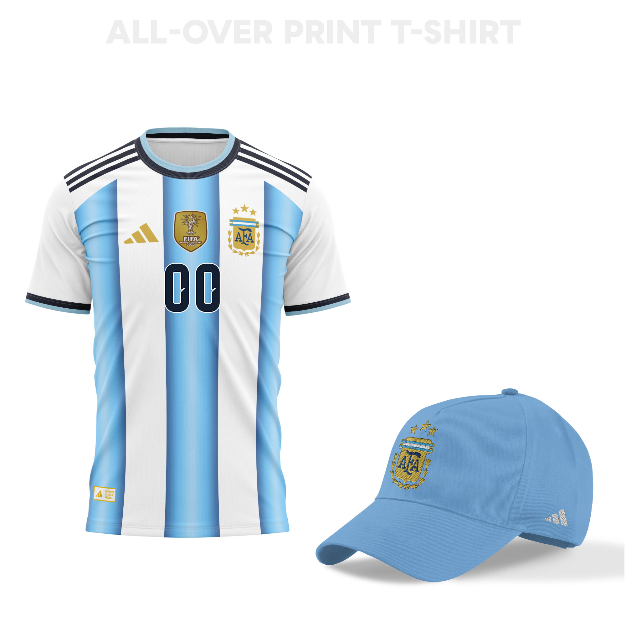 Argentina World Cup 2026 Personalized Fan Gear Set – 3D T-Shirt & Baseball Cap - Jersey Teams