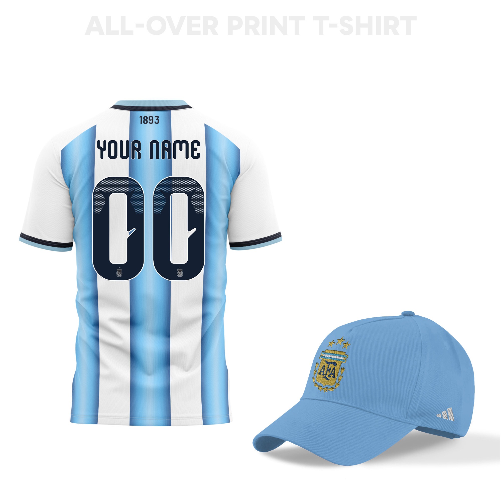 Argentina World Cup 2026 Personalized Fan Gear Set – 3D T-Shirt & Baseball Cap - Jersey Teams