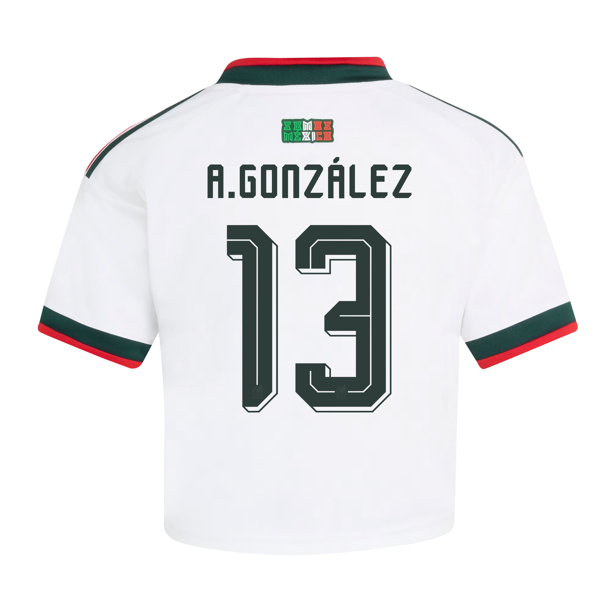 Armando González 13 Mexico 2026 Away Women’s Cropped Jersey - White - Jersey Teams