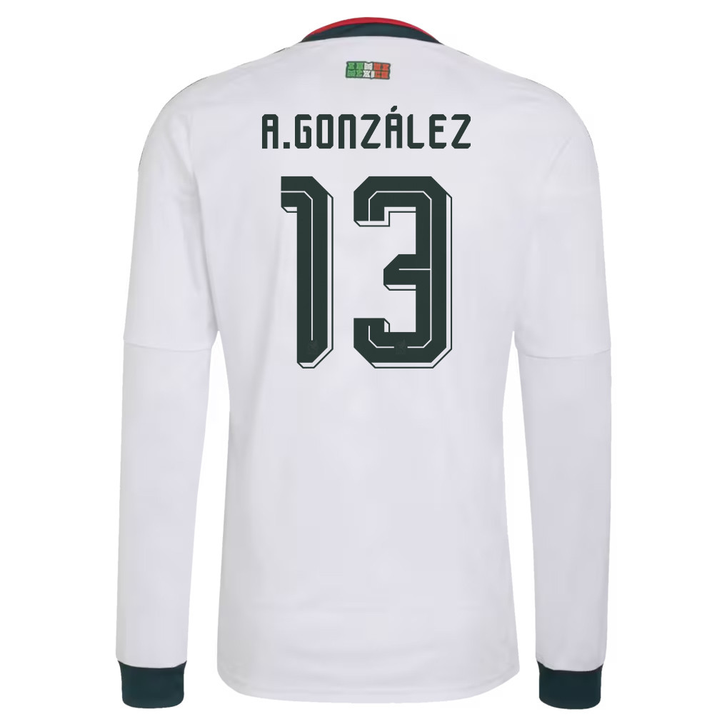 Armando González 13 Mexico National Team 2026 Away Long Sleeve Jersey - White - Jersey Teams