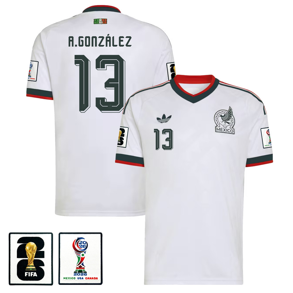 Armando González 13 Mexico National Team 2026 x World Cup Patch Away Jersey - White, Men - Jersey Teams