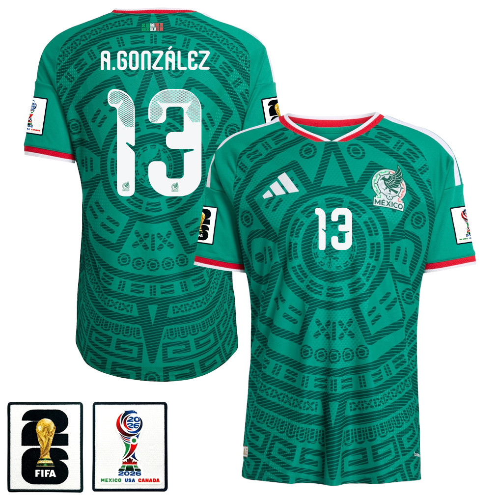 Armando González 13 Mexico National Team 2026 x World Cup Patch Home Jersey - Green, Men - Jersey Teams