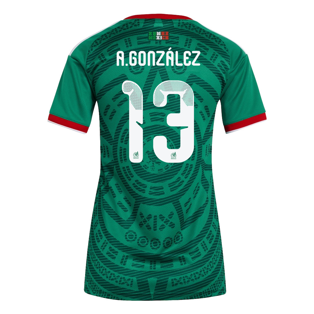Armando González 13 Women's Mexico National Team 2026 Home Jersey - Green - Jersey Teams