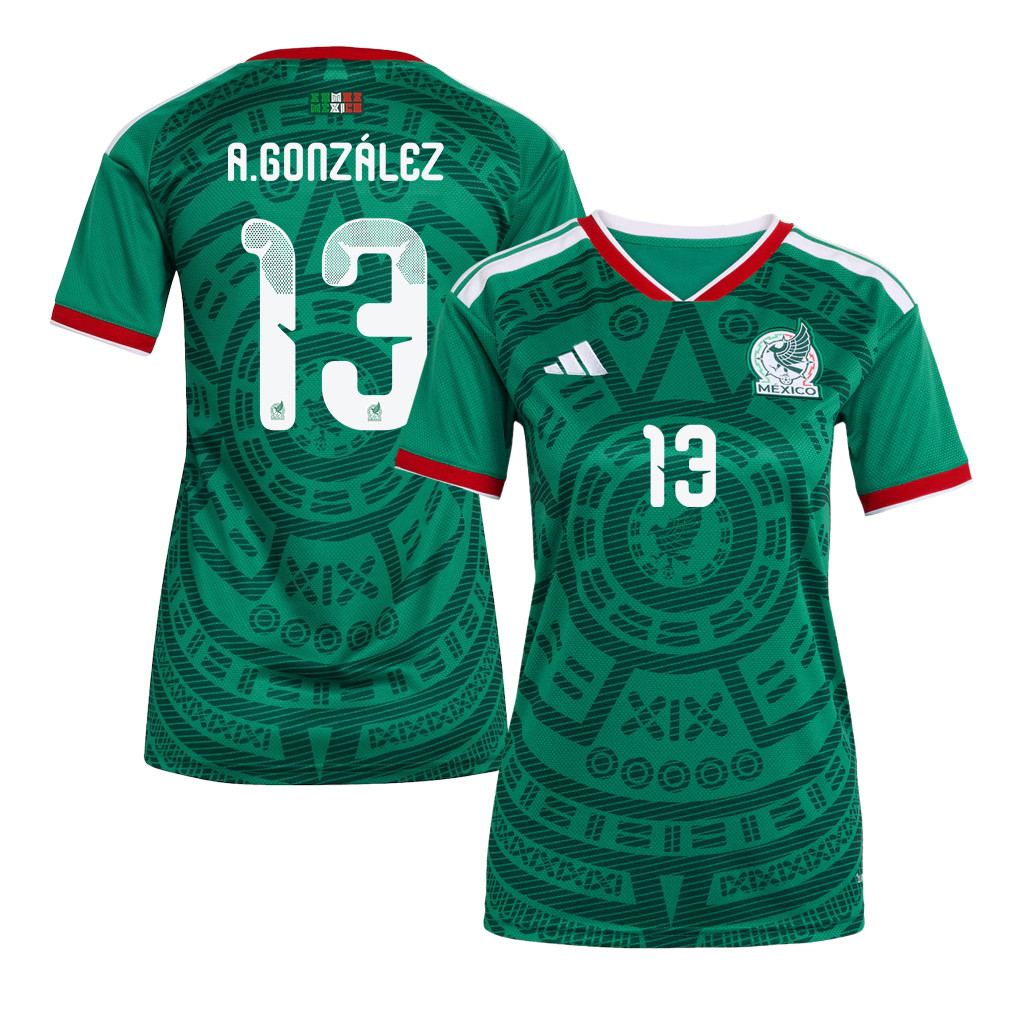 Armando González 13 Women's Mexico National Team 2026 Home Jersey - Green - Jersey Teams