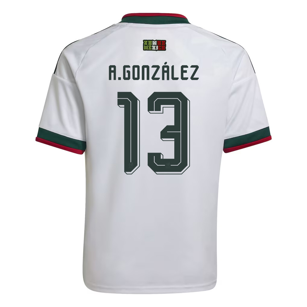 Armando González 13 Youth Mexico National Team 2026 Away Jersey - White - Jersey Teams
