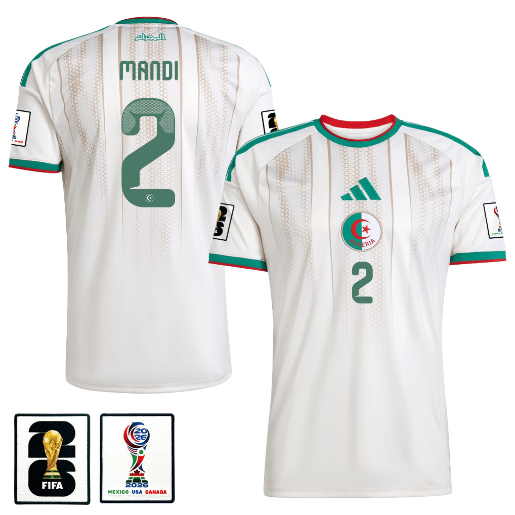 Aïssa Mandi 2 Algeria National Team 2026 Home Jersey - White, Men - Jersey Teams