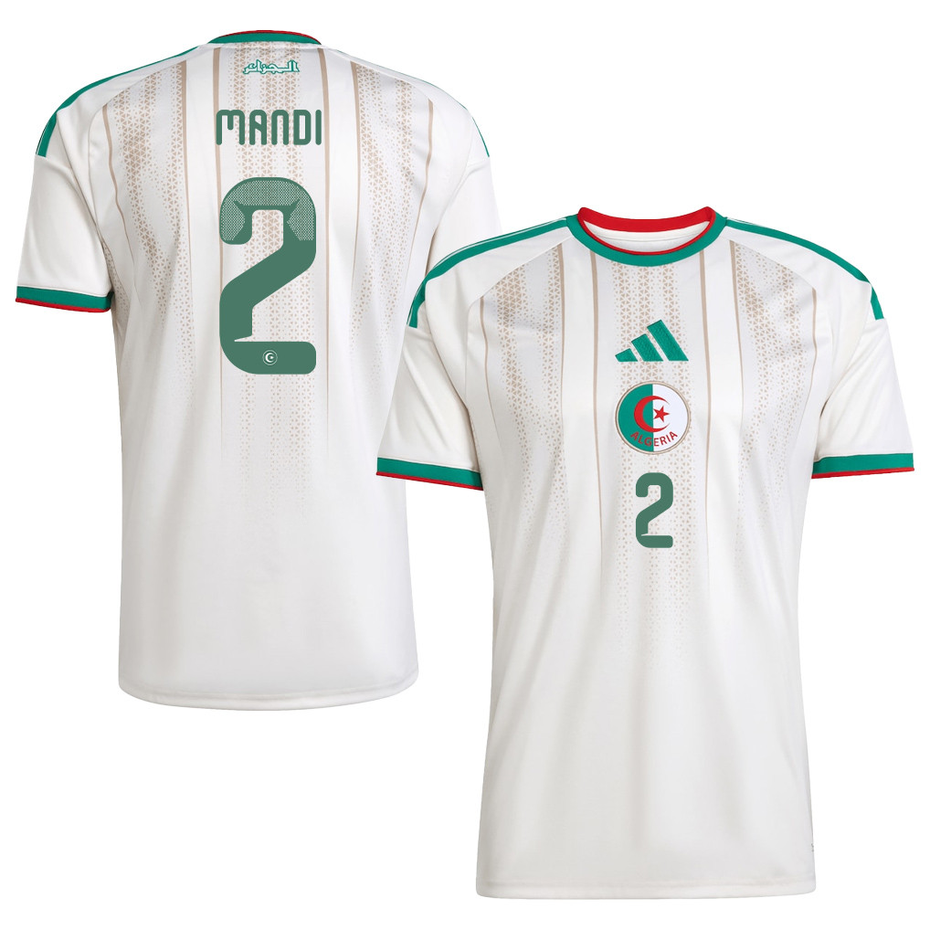Aïssa Mandi 2 Algeria National Team 2026 Home Jersey - White, Men - Jersey Teams