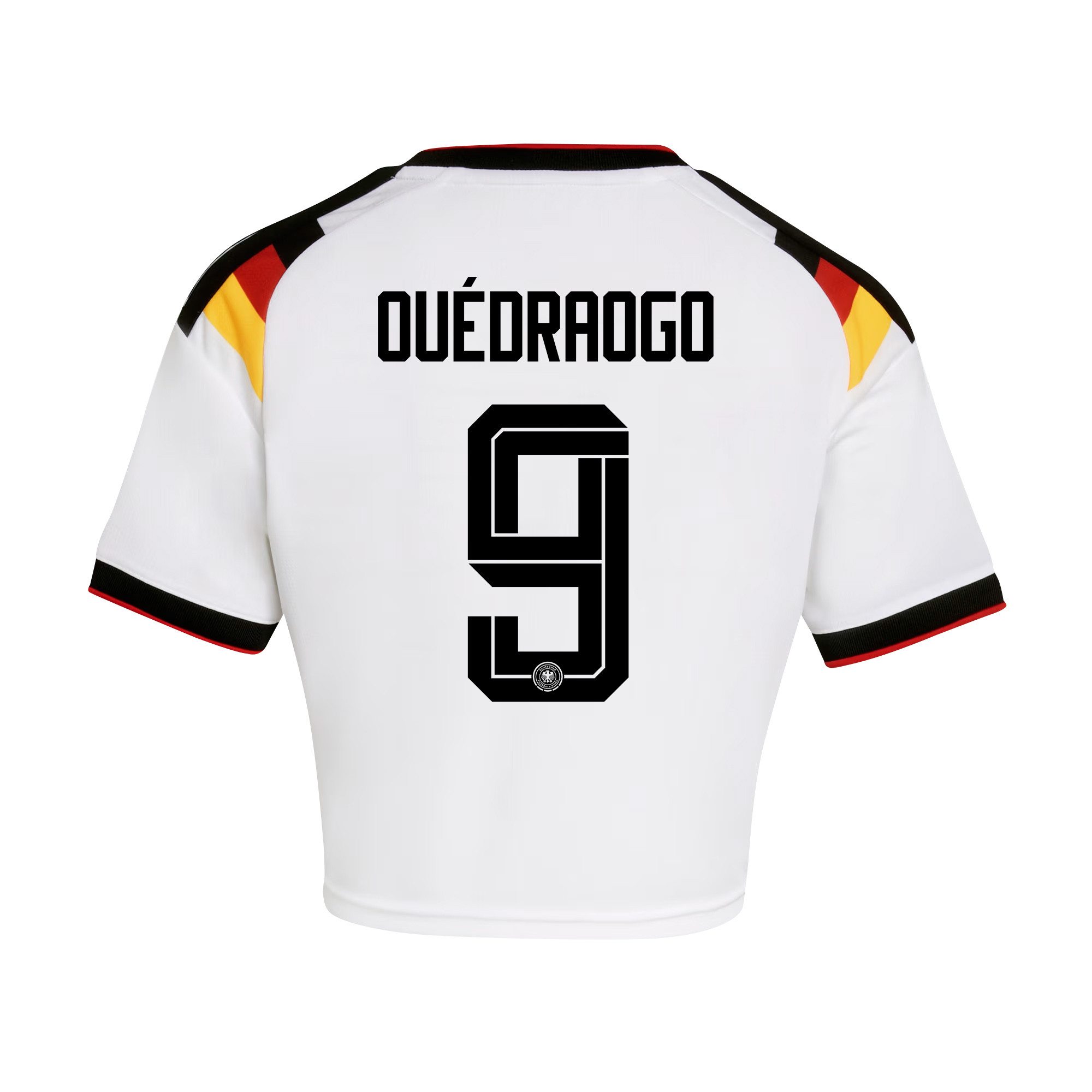 Assan Ouédraogo 9 Germany 2026 Home Women’s Cropped Jersey - White - Jersey Teams