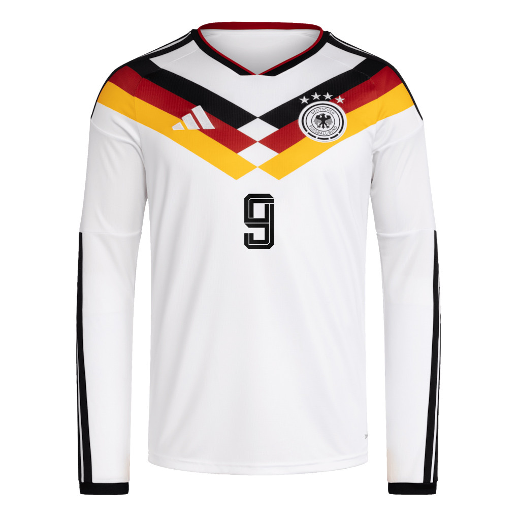 Assan Ouédraogo 9 Germany National Team 2026 Home Long Sleeve Jersey - White - Jersey Teams
