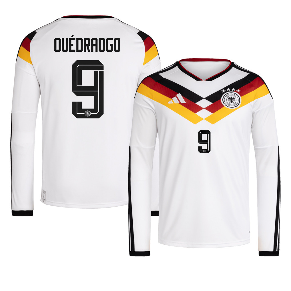Assan Ouédraogo 9 Germany National Team 2026 Home Long Sleeve Jersey - White - Jersey Teams