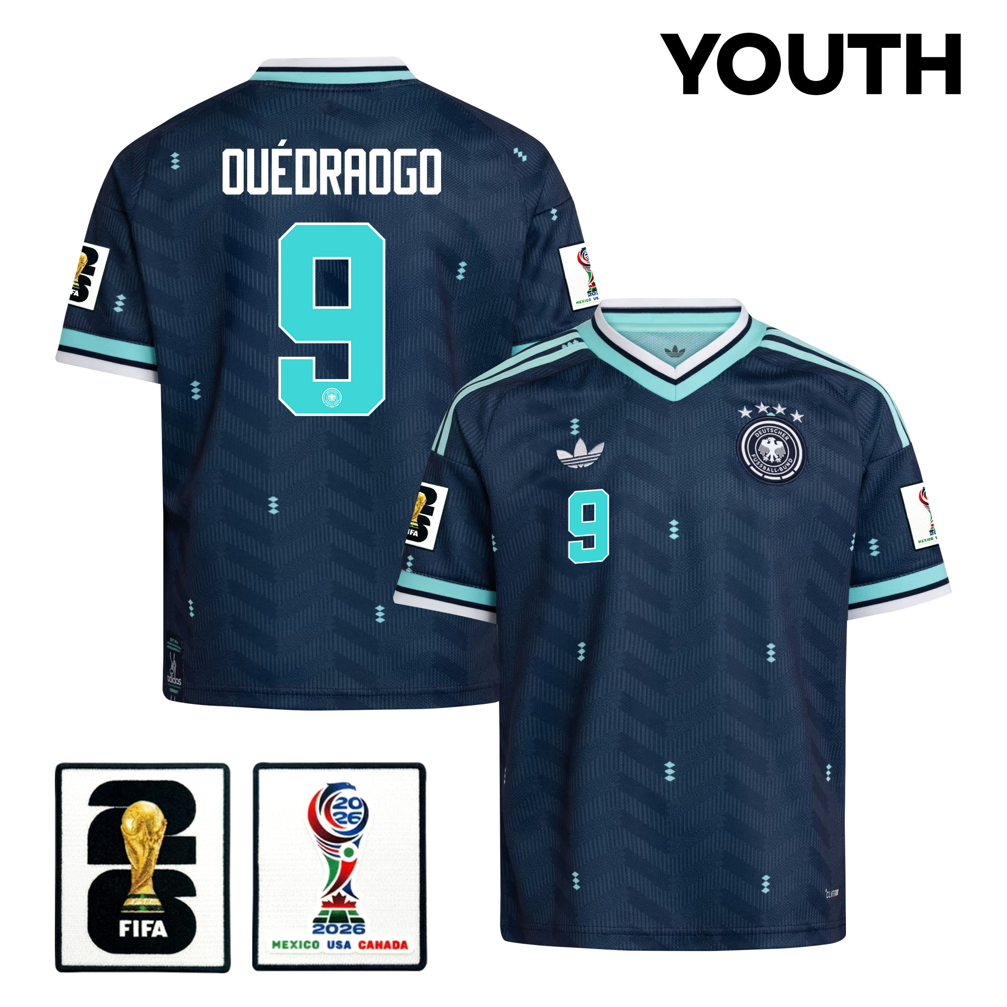 Assan Ouédraogo 9 Youth Germany National Team 2026 Away Jersey – Navy – Jersey Teams