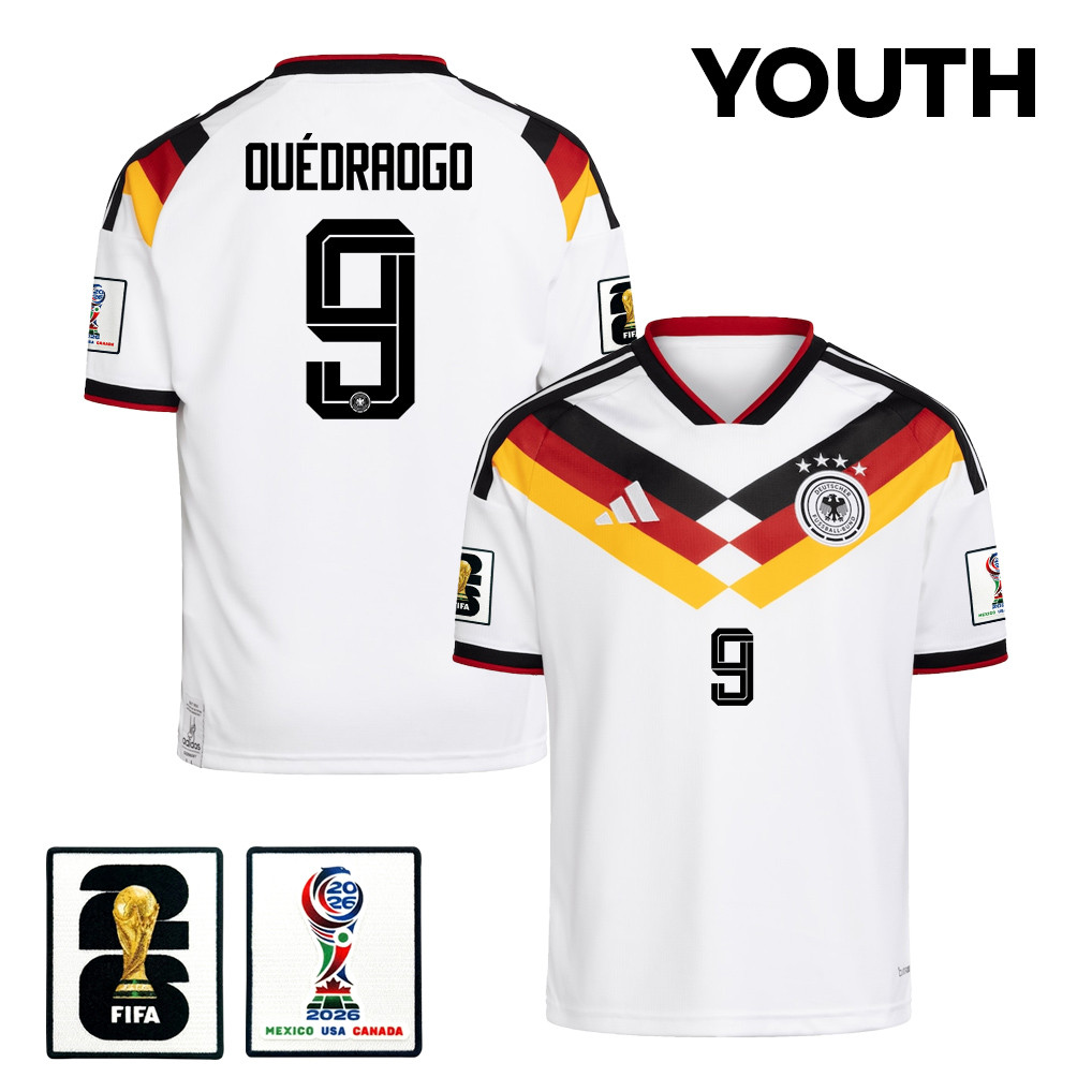 Assan Ouédraogo 9 Youth Germany National Team 2026 Home Jersey – White – Jersey Teams