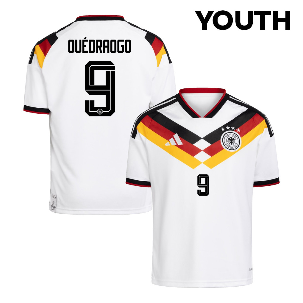Assan Ouédraogo 9 Youth Germany National Team 2026 Home Jersey - White - Jersey Teams