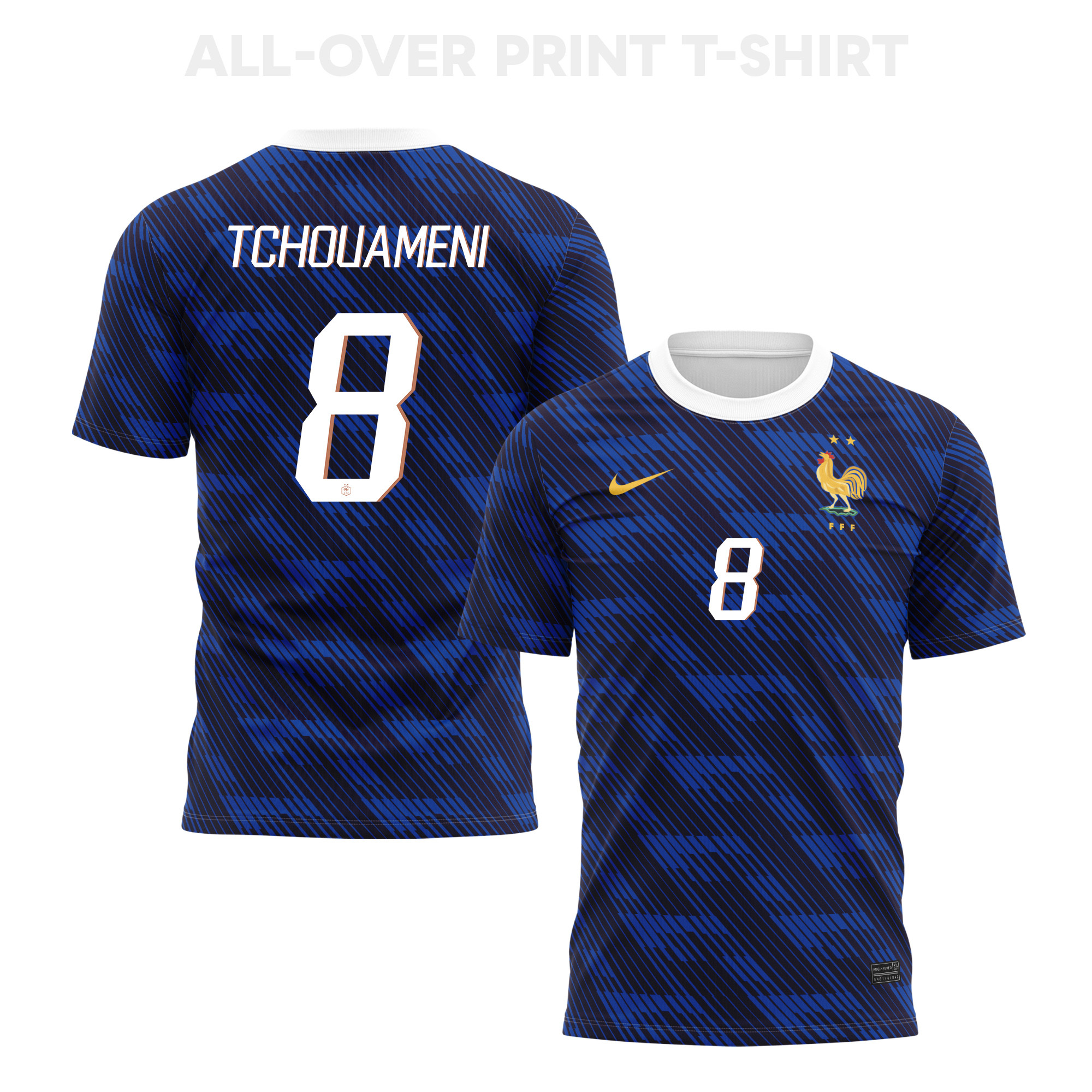 Aurélien Tchouaméni 8 France 2026 Home 3D T-Shirt Fully Printed – Unisex, Blue - Jersey Teams