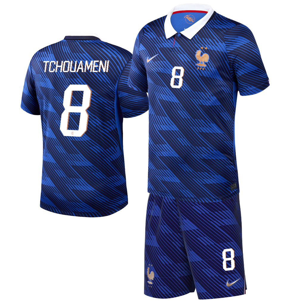 Aurélien Tchouaméni 8 France 2026 Home Men Jersey & Shorts Set – Blue - Jersey Teams