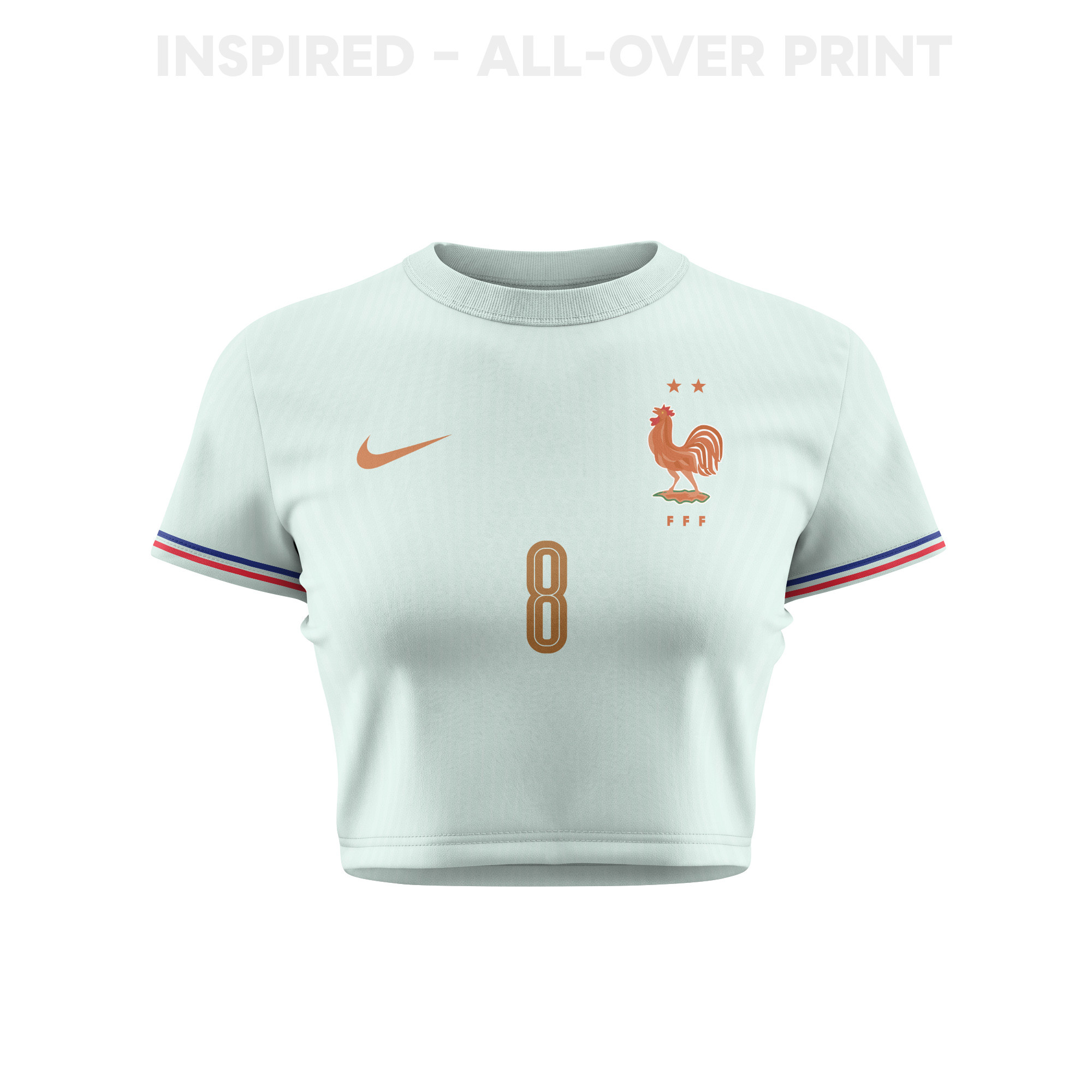 Aurélien Tchouaméni 8 France 2026 Women's Away All-Over Print Cropped Jersey - Green - Jersey Teams