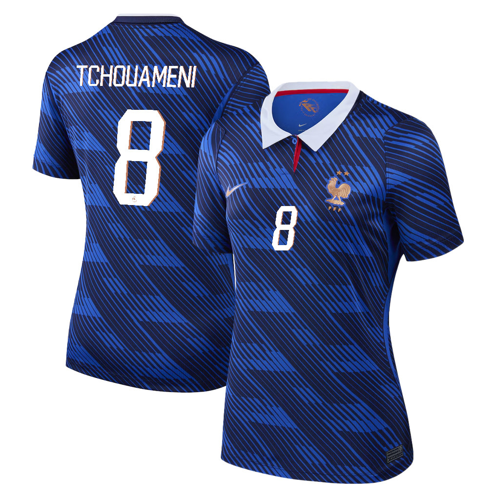 Aurélien Tchouaméni 8 Women's France National Team 2026 Home Jersey - Blue - Jersey Teams