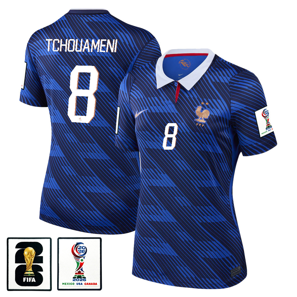 Aurélien Tchouaméni 8 Women’s France National Team 2026 Home Jersey – Blue – Jersey Teams