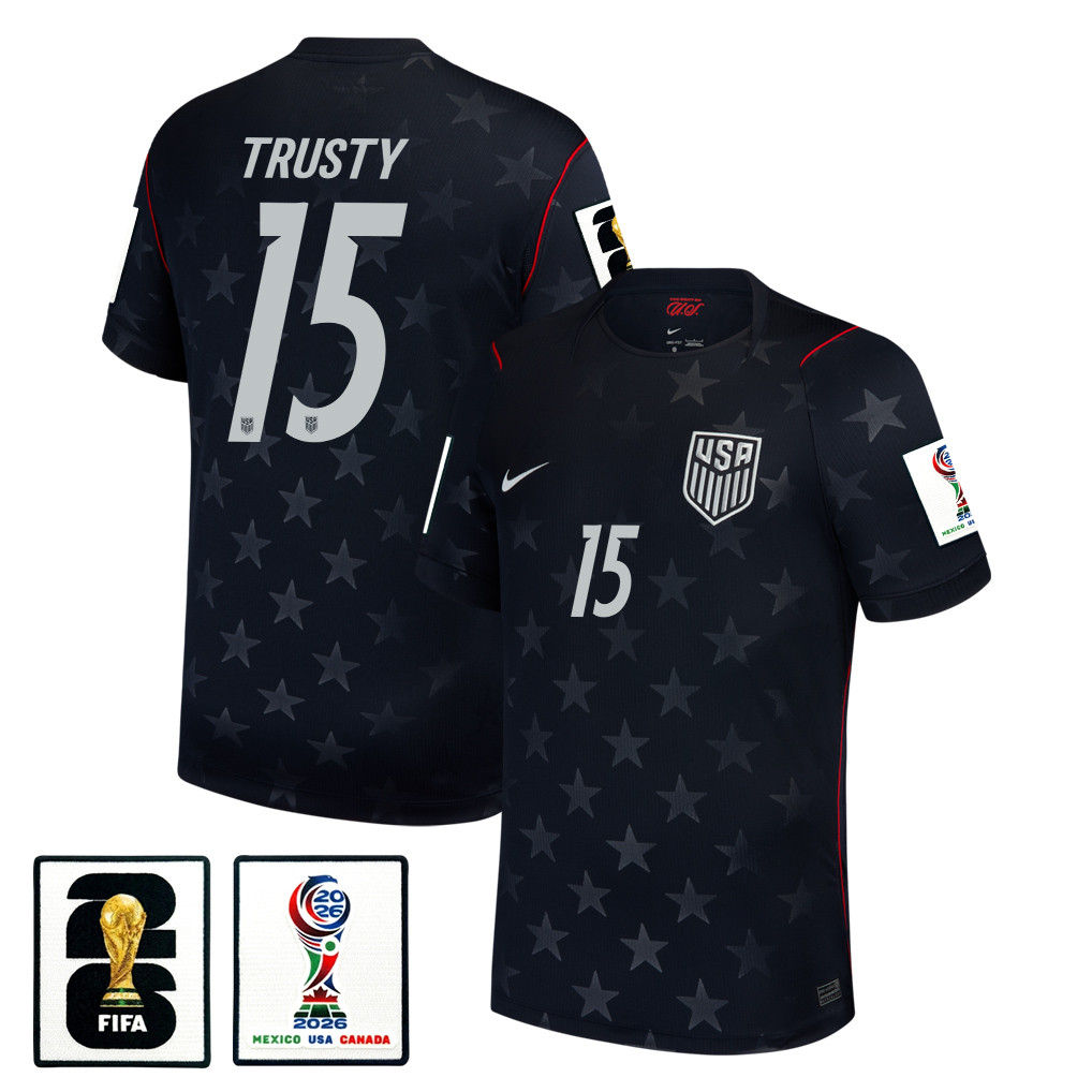 Auston Trusty 15 USMNT 2026 Away Stadium Game Jersey – Blue Men – Jersey Teams