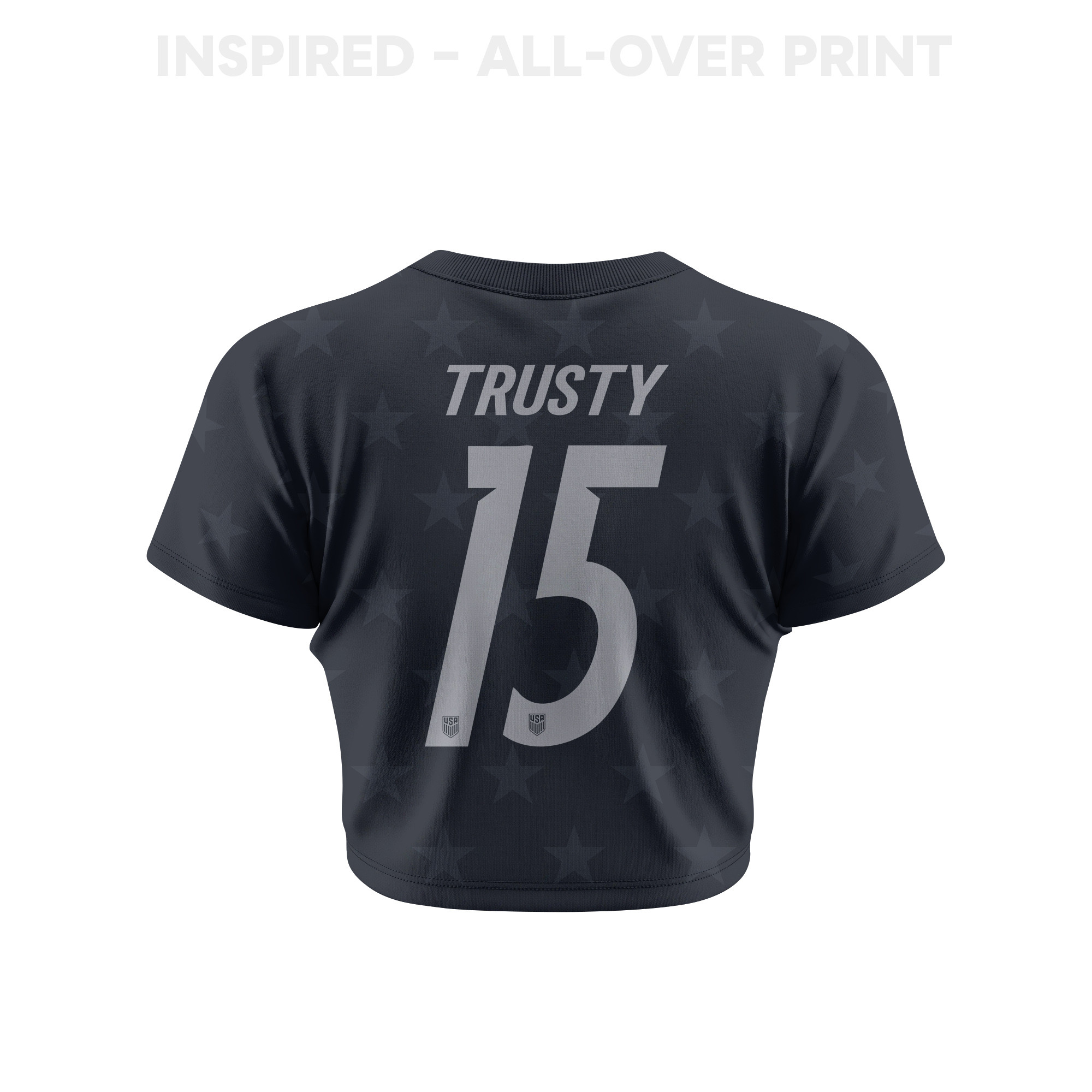 Auston Trusty 15 USMNT 2026 Women's Away All-Over Print Cropped Jersey - Black - Jersey Teams