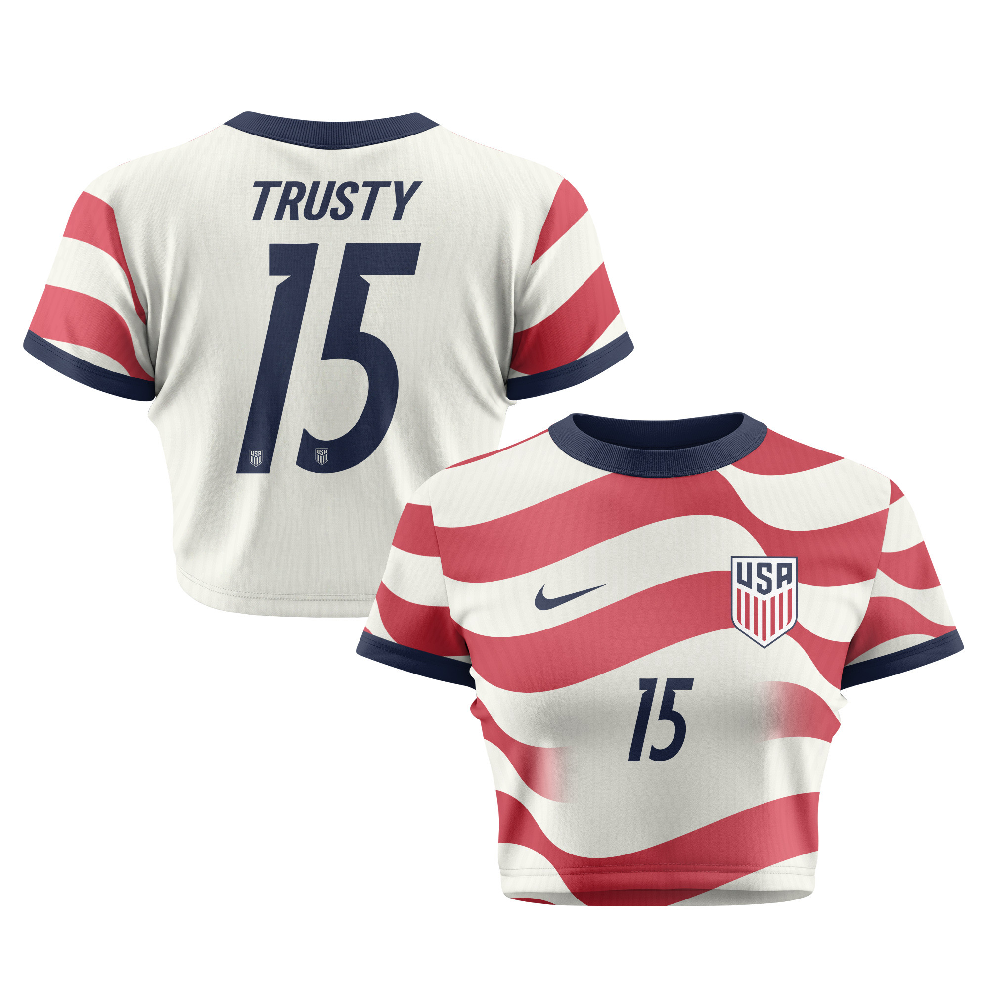 Auston Trusty 15 Women's USMNT 2026 Home All-Over Print Cropped Jersey - Jersey Teams