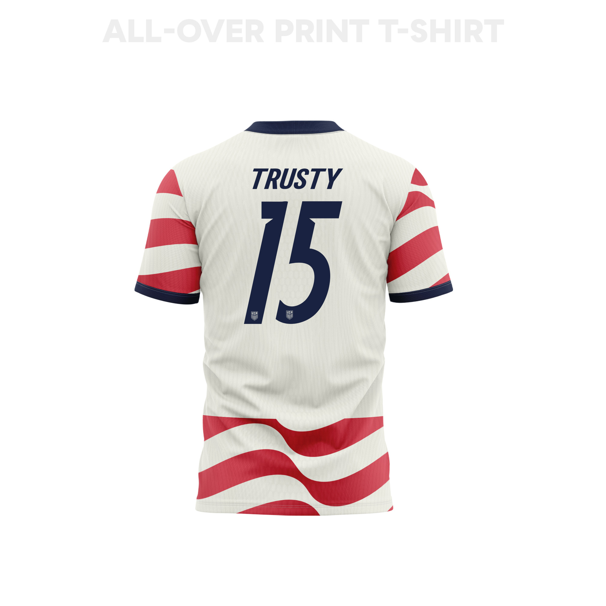 Auston Trusty 15 Youth USMNT 2026 Home 3D T-shirt Fully Printed – White/Red - Jersey Teams