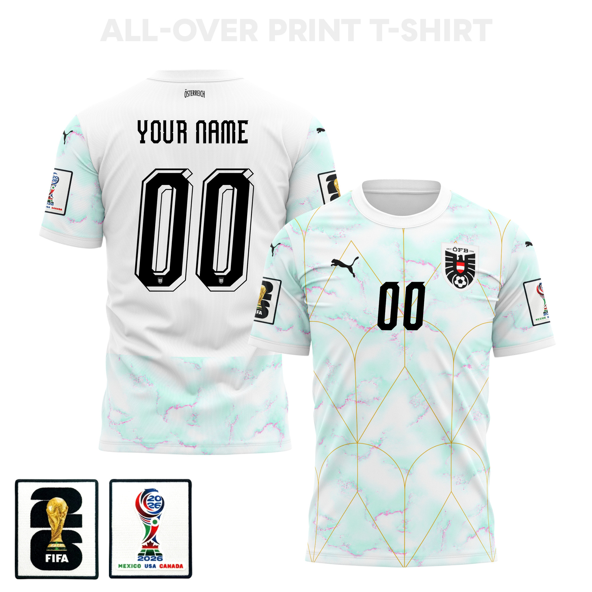 Austria 2026 Away 3D T-Shirt Fully Printed – Personalized – Unisex, White – Jersey Teams