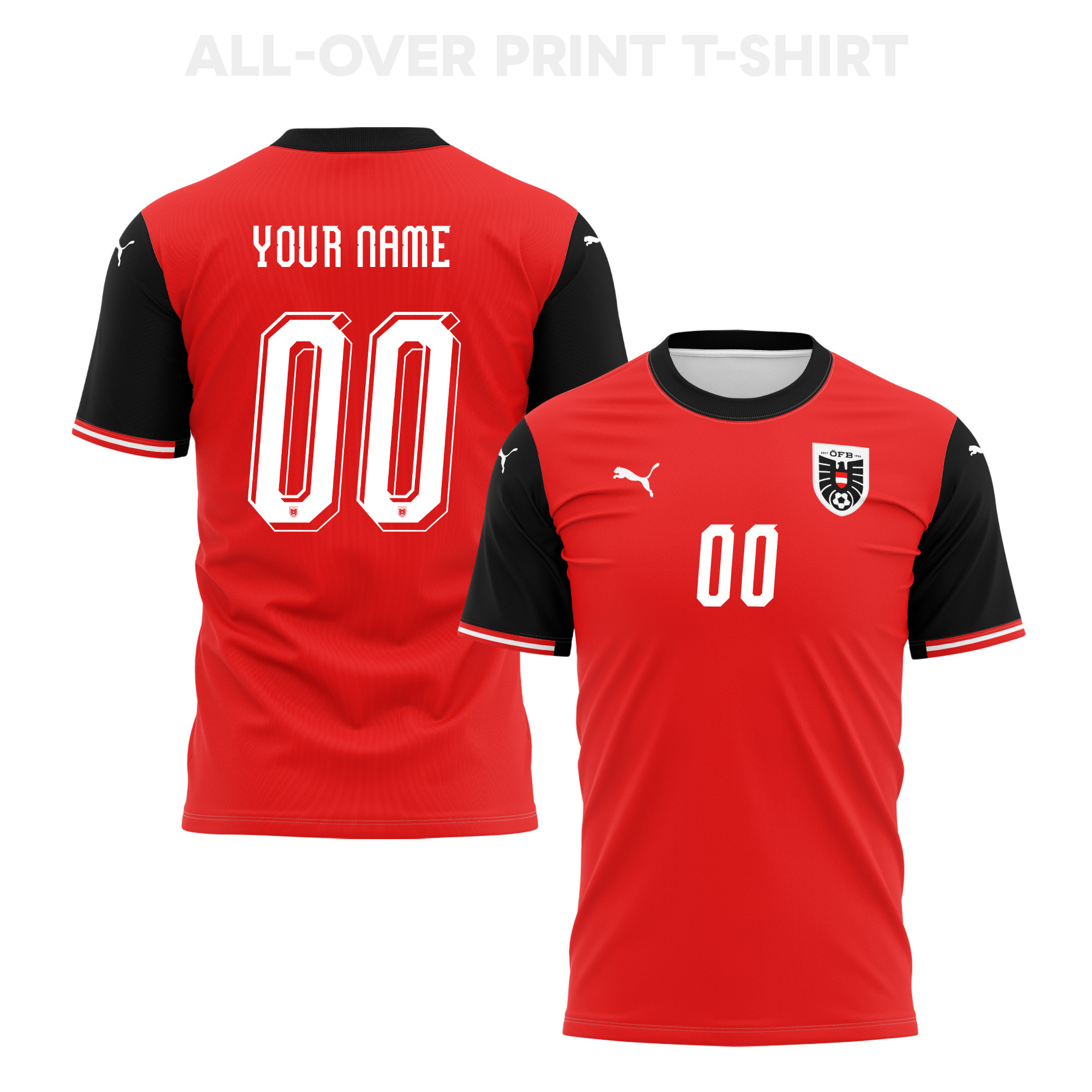 Austria 2026 Home 3D T-Shirt Fully Printed – Personalized – Unisex, Red - Jersey Teams