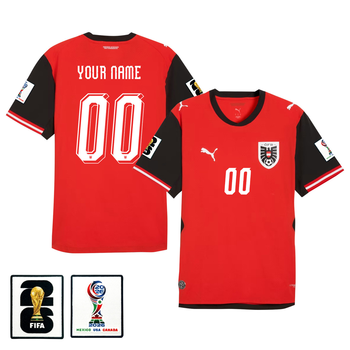 Austria National Team 2026 Personalized Home Jersey - Red, Men - Jersey Teams