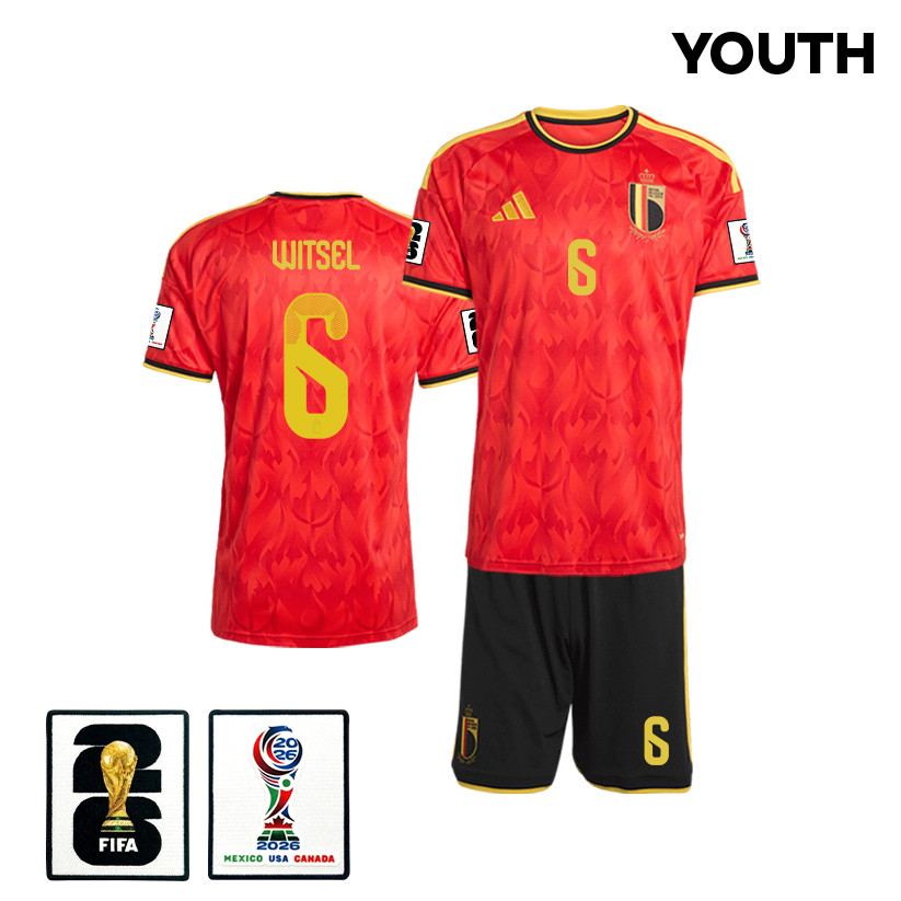Axel Witsel 6 Belgium 2026 YOUTH Home Jersey & Shorts Set - Red/Black - Jersey Teams
