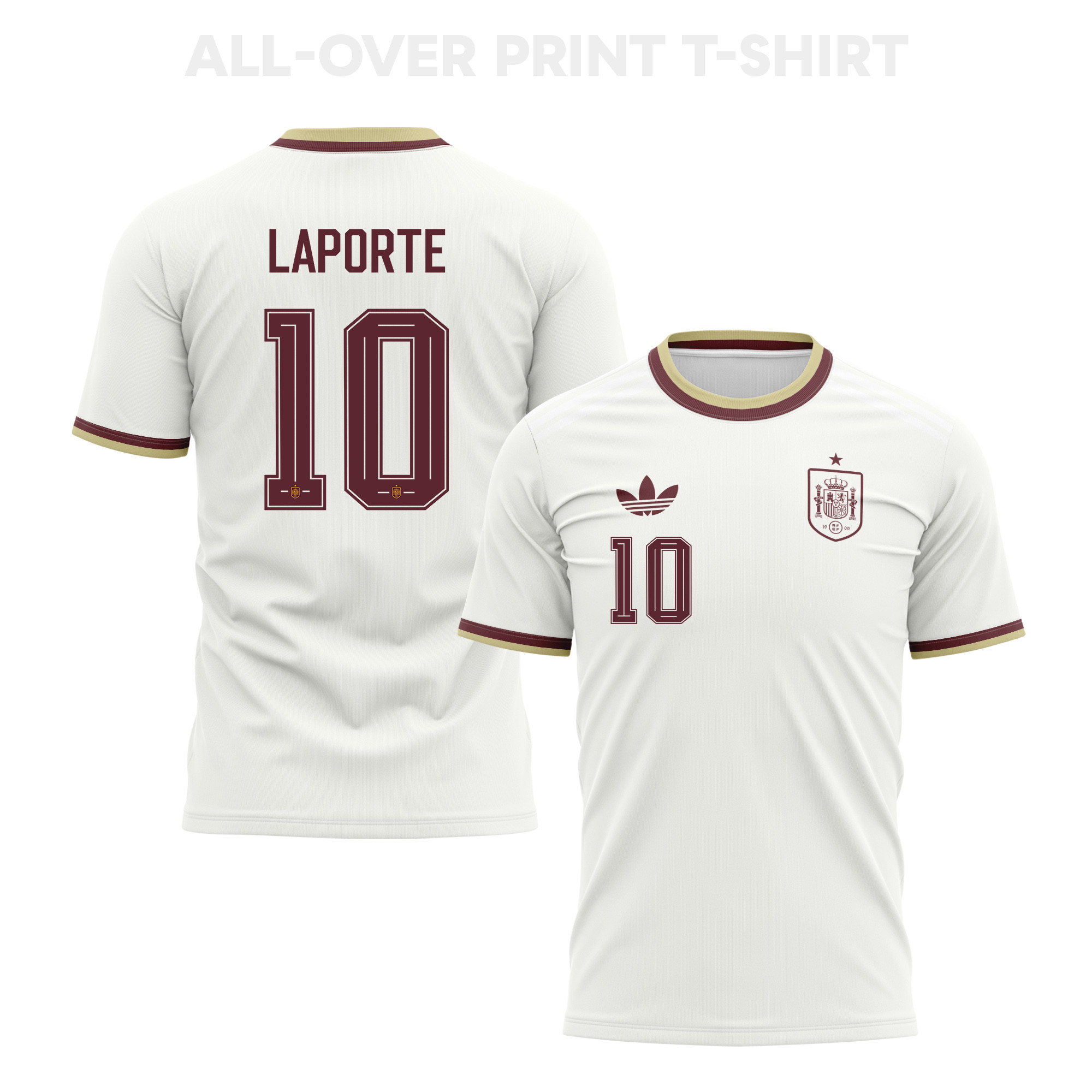 Aymeric Laporte 10 Spain 2026 Away 3D T-Shirt Fully Printed – Unisex, White - Jersey Teams