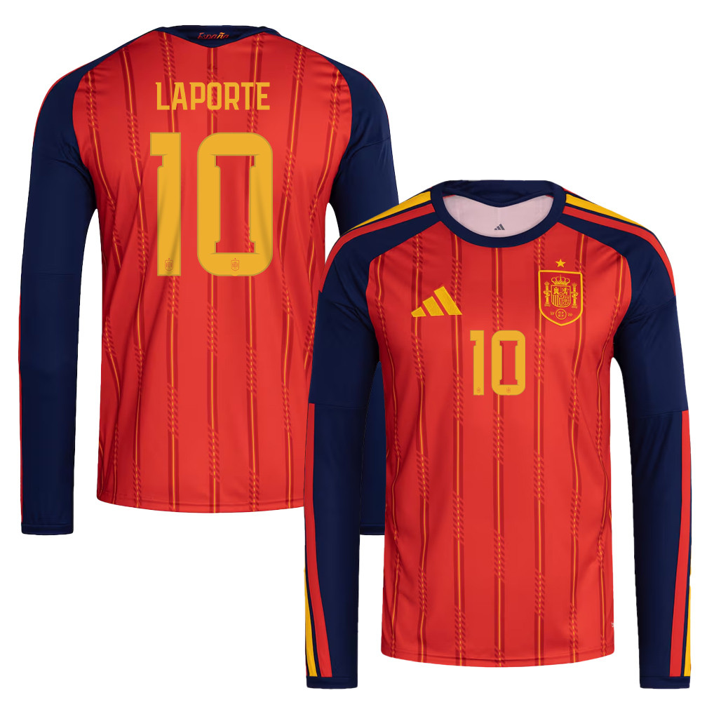 Aymeric Laporte 10 Spain National Team 2026 Home Long Sleeve Jersey - Red - Jersey Teams