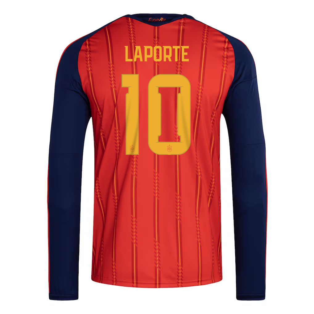 Aymeric Laporte 10 Spain National Team 2026 Home Long Sleeve Jersey - Red - Jersey Teams