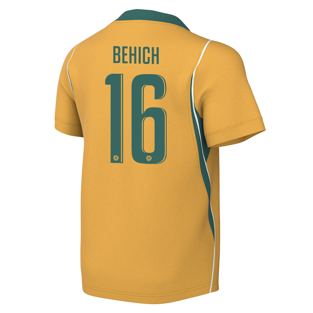 Aziz Behich 16 Youth Australia National Team 2026 Home Jersey - Yellow - Jersey Teams