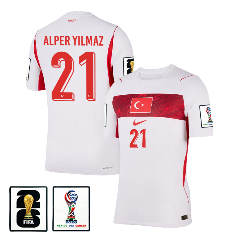 Baris Alper Yilmaz 21 Turkey National Team 2026 Away Jersey - White, Men - Jersey Teams