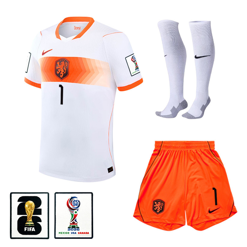 Bart Verbruggen 1 Netherlands 2026 Away Men Kit Set – White – Jersey Teams