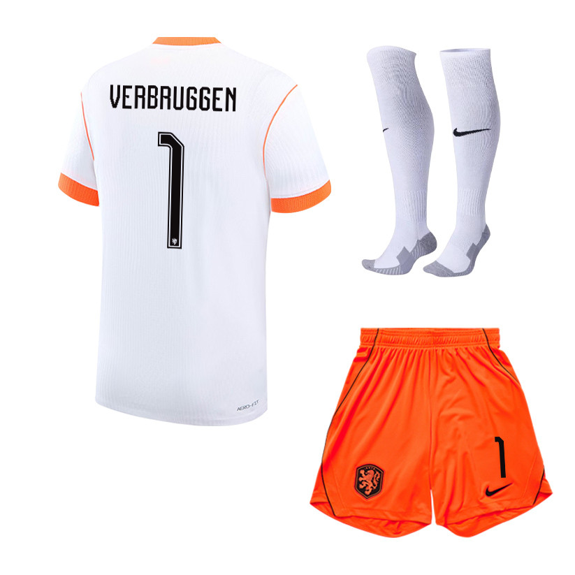Bart Verbruggen 1 Netherlands 2026 Away Men Kit Set – White - Jersey Teams