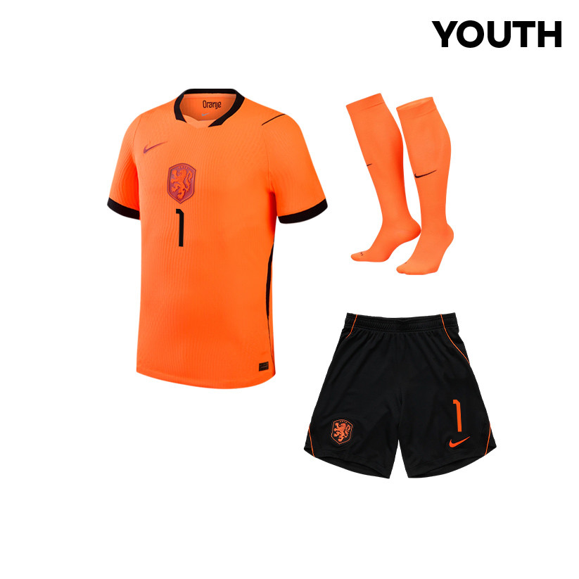 Bart Verbruggen 1 Netherlands 2026 YOUTH Home Kit Set – Orange - Jersey Teams