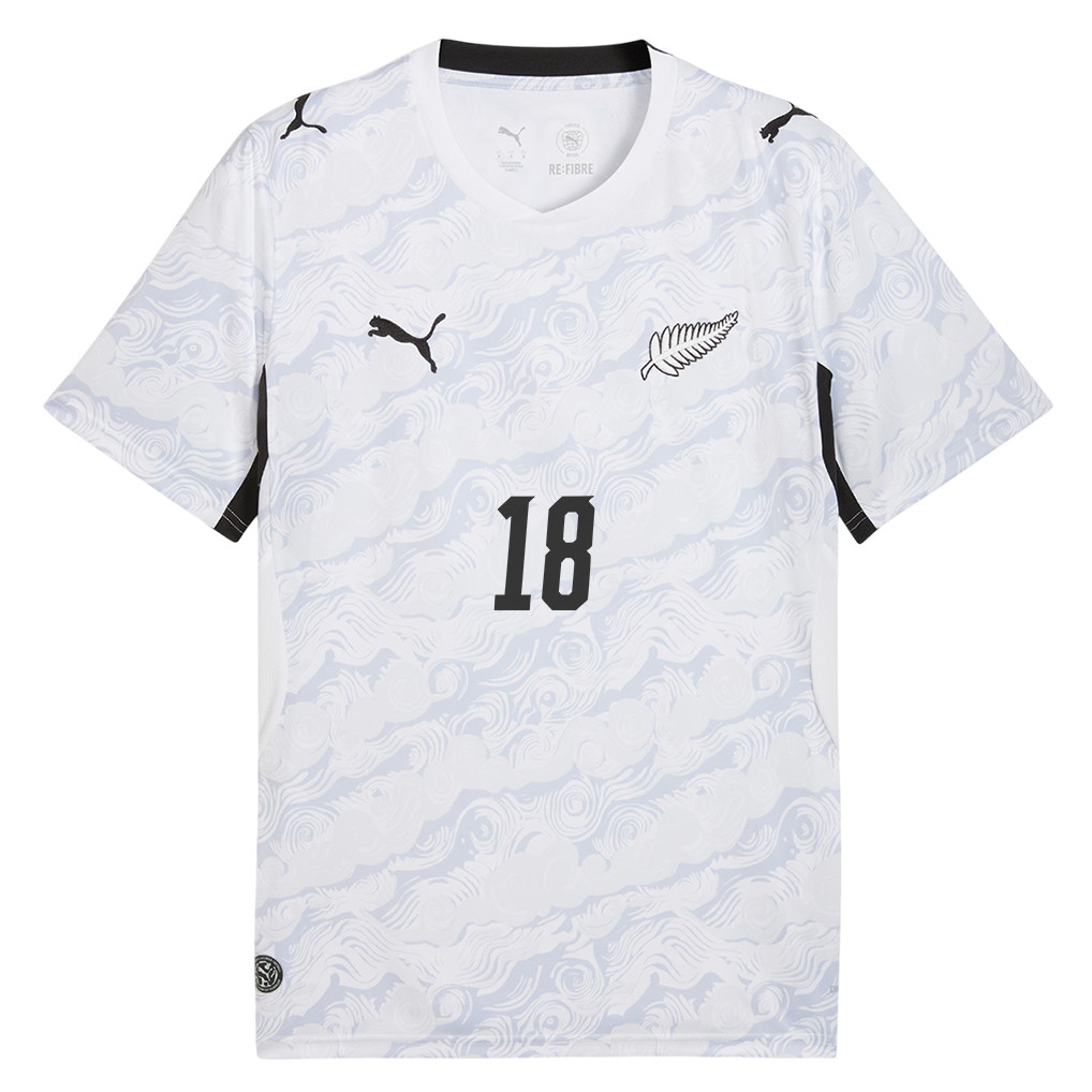 Ben Waine 18 New Zealand National Team 2026 Away Jersey - White, Men - Jersey Teams