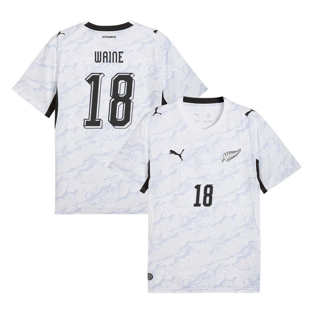 Ben Waine 18 New Zealand National Team 2026 Away Jersey - White, Men - Jersey Teams