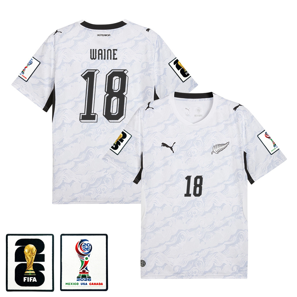 Ben Waine 18 New Zealand National Team 2026 Away Jersey - White, Men - Jersey Teams
