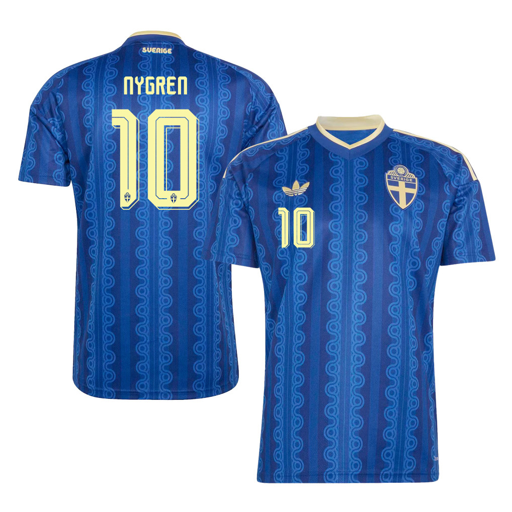 Benjamin Nygren 10 Sweden National Team 2026 Away Jersey - Blue, Men - Jersey Teams