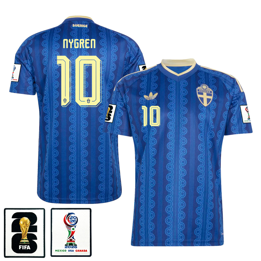 Benjamin Nygren 10 Sweden National Team 2026 Away Jersey - Blue, Men - Jersey Teams