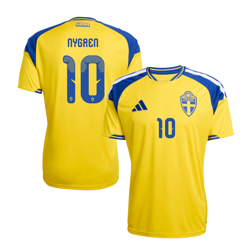 Benjamin Nygren 10 Sweden National Team 2026 Home Jersey - Yellow, Men - Jersey Teams