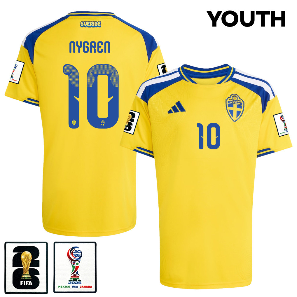Benjamin Nygren 10 Youth Sweden National Team 2026 Home Jersey - Yellow - Jersey Teams