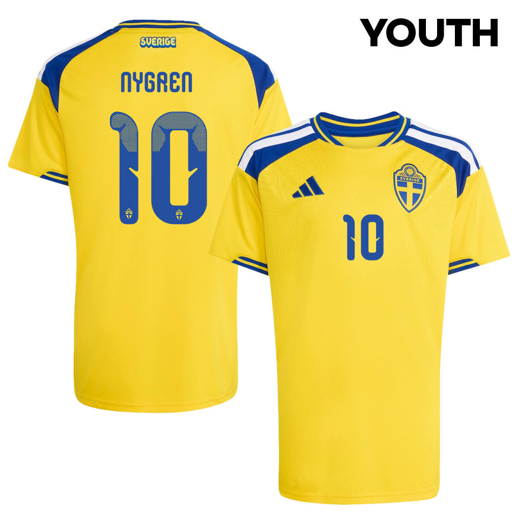 Benjamin Nygren 10 Youth Sweden National Team 2026 Home Jersey - Yellow - Jersey Teams
