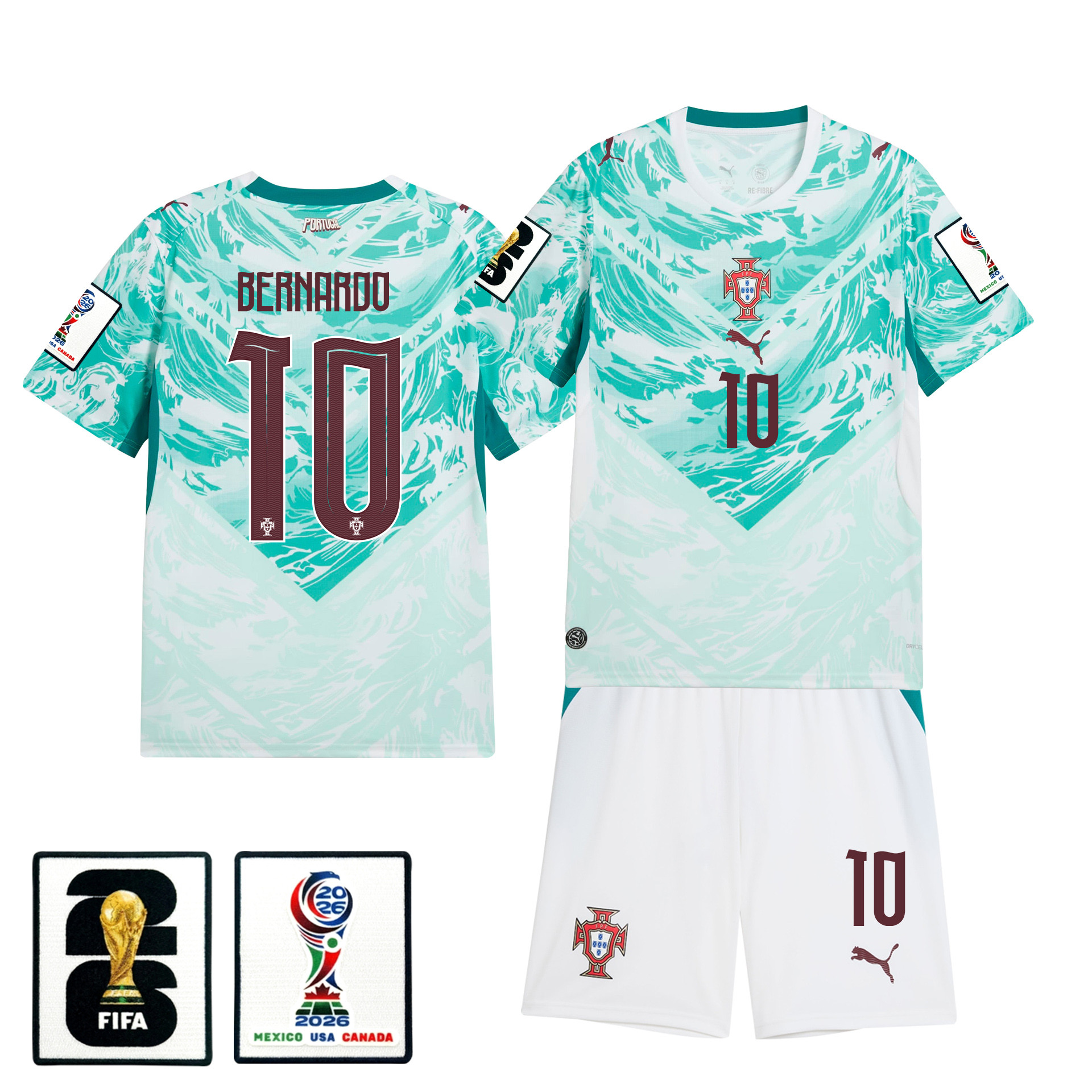 Bernardo Silva 10 Portugal 2026 Away Men Jersey & Shorts Set – White – Jersey Teams